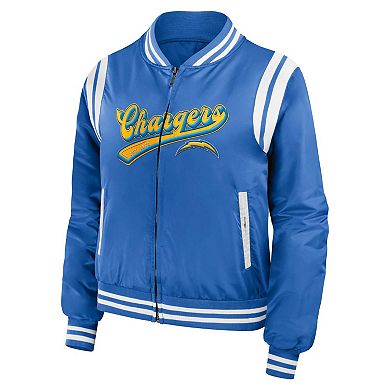 Women's WEAR by Erin Andrews Powder Blue Los Angeles Chargers Bomber Full-Zip Jacket