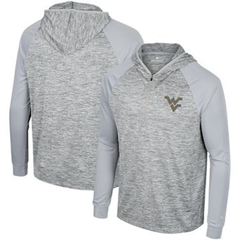 Men's Colosseum Gray West Virginia Mountaineers Cybernetic Raglan Quarter-Zip Hooded Top