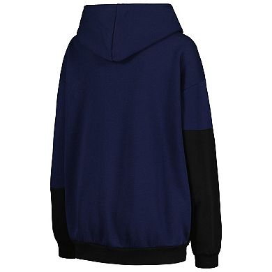 Women's Gameday Couture Navy/Black West Virginia Mountaineers Matchmaker Diagonal Cowl Pullover Hoodie