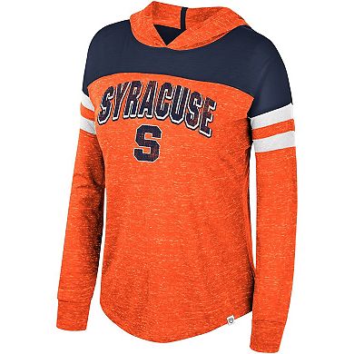 Women's Colosseum Orange Syracuse Orange Speckled Color Block Long Sleeve Hooded T-Shirt
