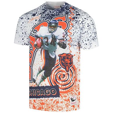 Men's Mitchell & Ness Walter Payton White Chicago Bears Retired Player Name & Number Burst T-Shirt
