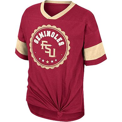 Girls Youth Colosseum Garnet Florida State Seminoles Tomika Tie-Front V-Neck T-Shirt