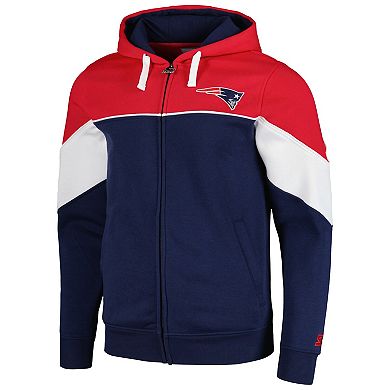 Men's Starter Navy/Red New England Patriots Running Back Full-Zip Hoodie