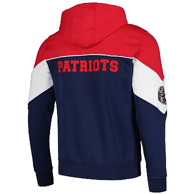 Men's Starter Navy/Red New England Patriots Running Back Full-Zip Hoodie