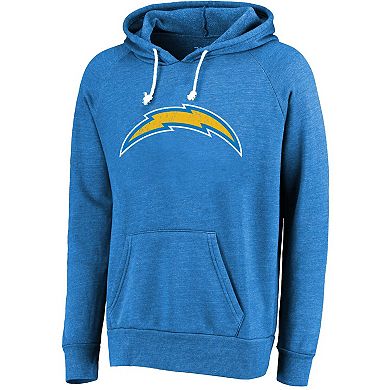 Men's Majestic Threads Justin Herbert Powder Blue Los Angeles Chargers Name & Number Tri-Blend Pullover Hoodie