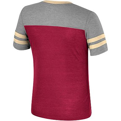 Girls Youth Colosseum Garnet/Heather Gray Florida State Seminoles Summer Striped V-Neck T-Shirt