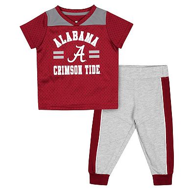 Infant Colosseum Crimson/Heather Gray Alabama Crimson Tide Ka-Boot-It Jersey & Pants Set