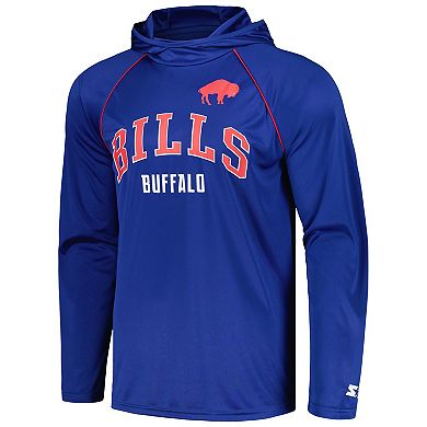 Men's Starter Royal Buffalo Bills Gridiron Classics Throwback Raglan Long Sleeve Hooded T-Shirt