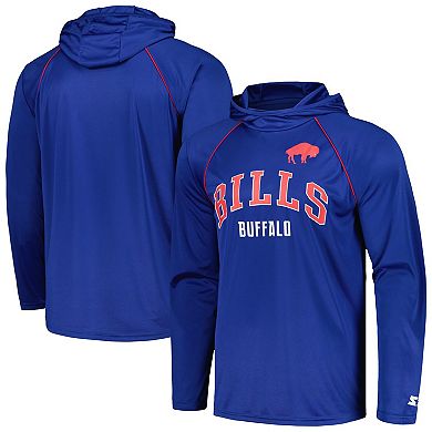 Men's Starter Royal Buffalo Bills Gridiron Classics Throwback Raglan Long Sleeve Hooded T-Shirt