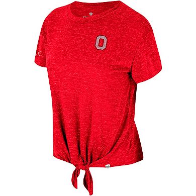 Women's Colosseum Scarlet Ohio State Buckeyes Finalists Tie-Front T-Shirt