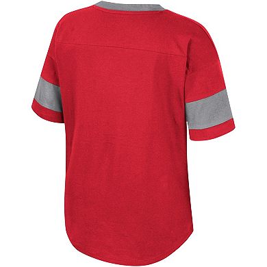 Girls Youth Colosseum Scarlet Ohio State Buckeyes Tomika Tie-Front V-Neck T-Shirt