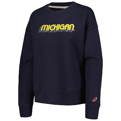 Women's League Collegiate Wear Navy Michigan Wolverines Boxy Pullover Sweatshirt