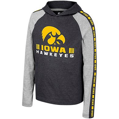 Youth Colosseum Black Iowa Hawkeyes Ned Raglan Long Sleeve Hooded T-Shirt