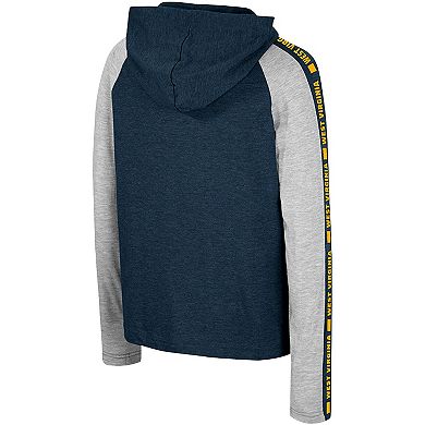 Youth Colosseum Navy West Virginia Mountaineers Ned Raglan Long Sleeve Hooded T-Shirt