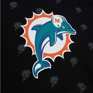 Men's Mitchell & Ness Black Miami Dolphins Allover Print Fleece ...