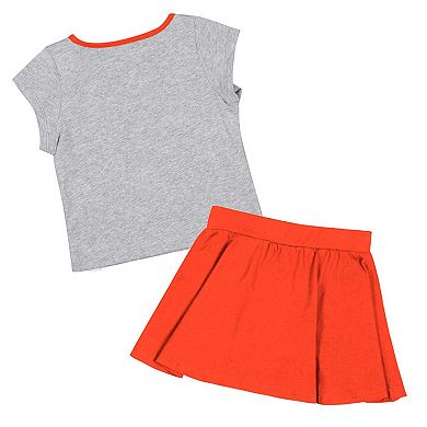 Girls Toddler Colosseum Heather Gray/Orange Clemson Tigers Two-Piece Minds For Molding T-Shirt & Skirt Set