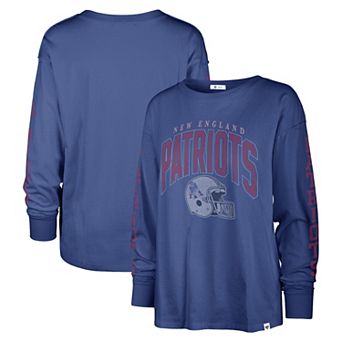 Women's '47 Royal New England Patriots Tom Cat Long Sleeve T-Shirt