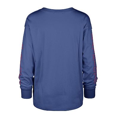 Women's '47 Royal New England Patriots Tom Cat Long Sleeve T-Shirt