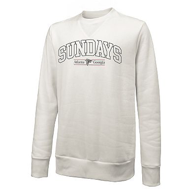 Unisex Majestic Threads White Atlanta Falcons Sundays Block Letter Crewneck Pullover Sweatshirt
