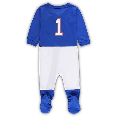 Infant Wes & Willy Royal Florida Gators #1 Football Uniform Full-Zip Footed Jumper