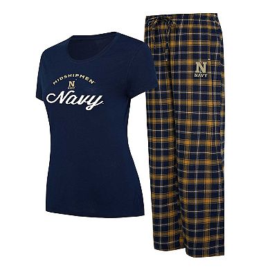 Women's Concepts Sport Navy/Gold Navy Midshipmen Arctic T-Shirt & Flannel Pants Sleep Set