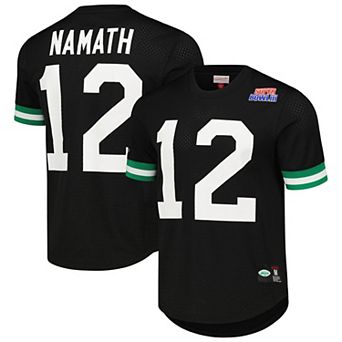 Men's Mitchell & Ness Joe Namath Black New York Jets Retired Player Name & Number Mesh Top