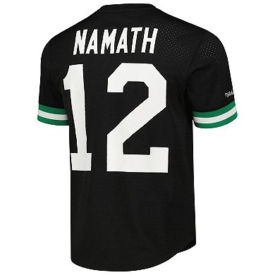 Men's Mitchell & Ness Joe Namath Black New York Jets Retired Player Name & Number Mesh Top