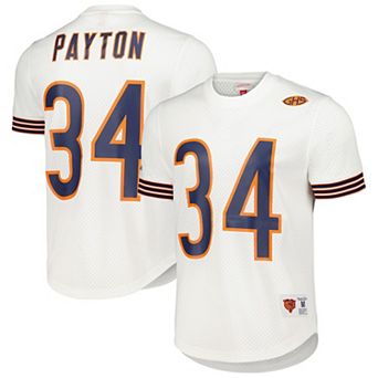 Men's Mitchell & Ness Walter Payton White Chicago Bears Retired Player Name & Number Mesh Top