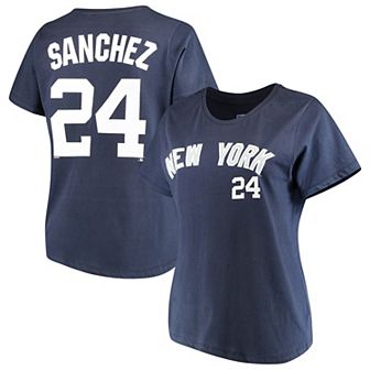 Women's Majestic Gary Sanchez Navy New York Yankees Name & Number T-Shirt