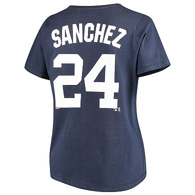 Women's Majestic Gary Sanchez Navy New York Yankees Name & Number T-Shirt