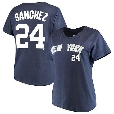 Women's Majestic Gary Sanchez Navy New York Yankees Name & Number T-Shirt