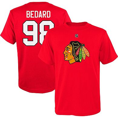 Youth Connor Bedard Red Chicago Blackhawks Name & Number T-Shirt