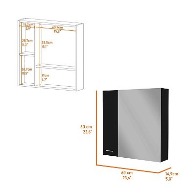 Kenya Medicine Cabinet, Mirror, Double Door, Four Interior Shelves