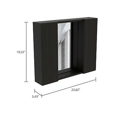 Draco Medicine Cabinet, Mirror, Double Door, One External Shelf