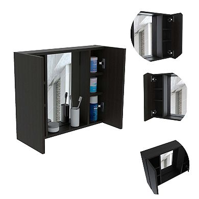 Draco Medicine Cabinet, Mirror, Double Door, One External Shelf