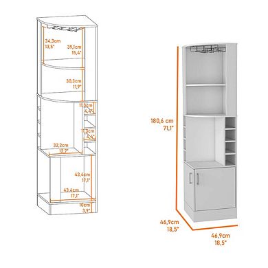 Seattle Bar Cabinet, Eight Bottle Cubbies, Two Large Open Shelves