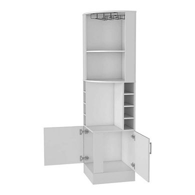 Seattle Bar Cabinet, Eight Bottle Cubbies, Two Large Open Shelves