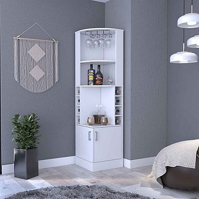 Seattle Bar Cabinet, Eight Bottle Cubbies, Two Large Open Shelves