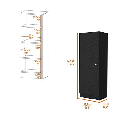 Miami Single Door Pantry, Four Shelves