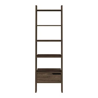 Hamburg Ladder Bookcase, Five Open Shelves, One Drawer