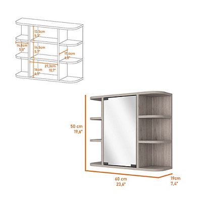 Valdez Medicine Cabinet With Six Shelves, Mirror Cabinet