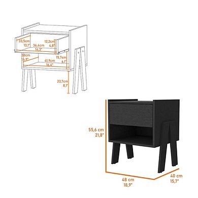 Hyacinth Nightstand, One Drawer, Open Shelf