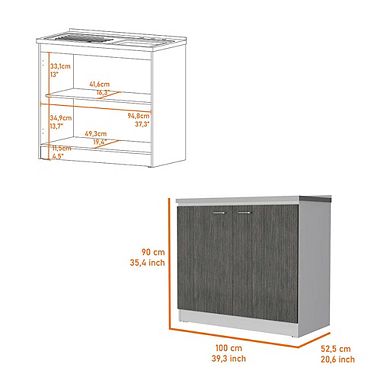 Oklahoma Utility Sink, Double Door Cabinet, Stainless Steel Countertop
