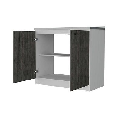 Oklahoma Utility Sink, Double Door Cabinet, Stainless Steel Countertop