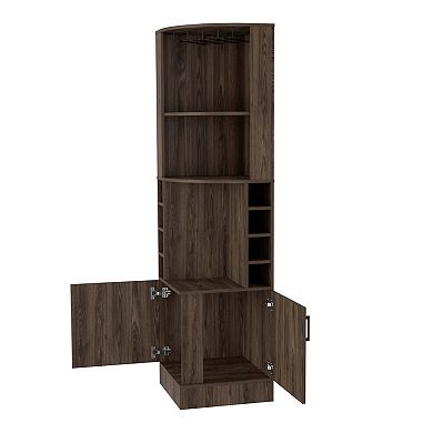 Seattle Bar Cabinet, Eight Bottle Cubbies, Two Large Open Shelves