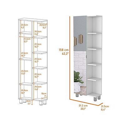 Los Angeles Linen Cabinet, Mirror, Five Shelves