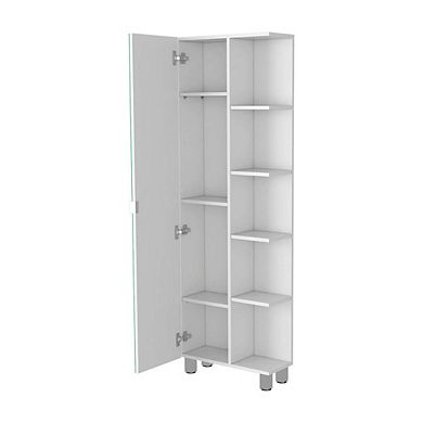 Los Angeles Linen Cabinet, Mirror, Five Shelves