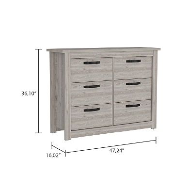 Westport Six Drawer Double Dresser,  Superior Top, Metal Hardware