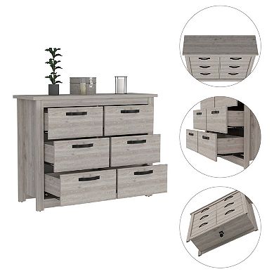 Westport Six Drawer Double Dresser,  Superior Top, Metal Hardware