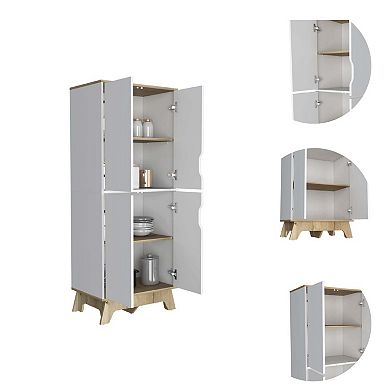 Zurich Double Kitchen Pantry, Double Door Cabinet, Four Shelves